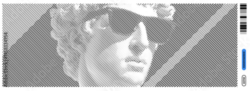 Vector illustration featuring y2k and dadaizm style with abstract wavy lines creating a human face in a zine-like format