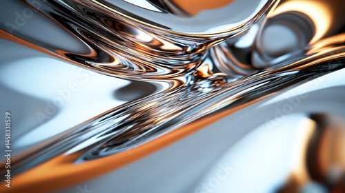 A mesmerizing close-up of a polished chrome surface