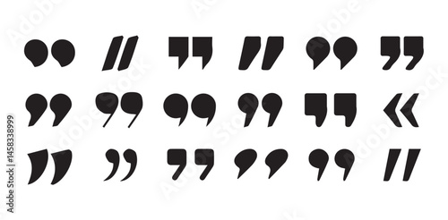 Set of quote mark. Quotes icon vector set. Quotemarks outline, speech marks, inverted commas or talking marks collection. black quotes icon set.  inverted commas symbol. vector illustration eps 10.