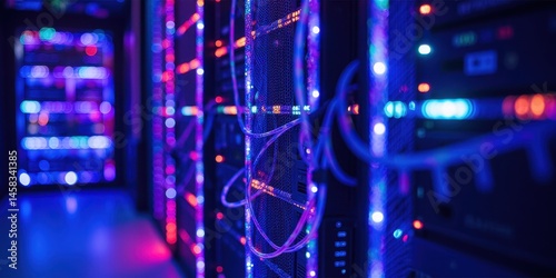 Wallpaper Mural Vibrant Light Display in a Modern Data Storage Center Environment Torontodigital.ca