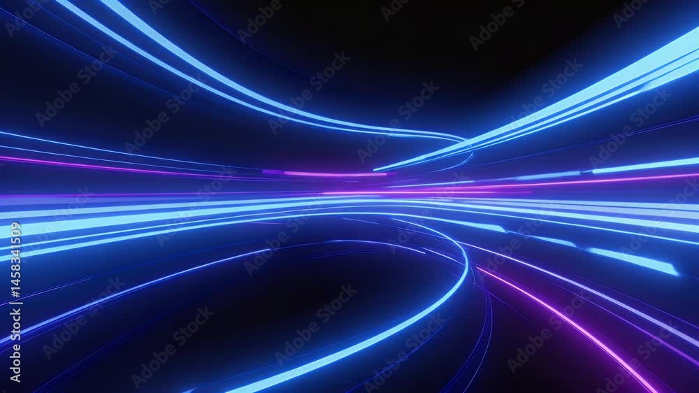 Abstract neon light trails in a dark tunnel Abstract neon light trails in a dark tunnel