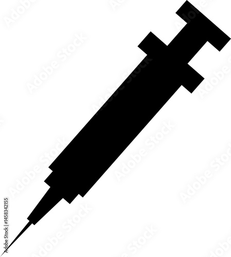 Medical syringe or injection instrument element icon. Premium Vector template designs elements, isolated on transparent background, used to inject vaccine website design, logo, mobile apps design,