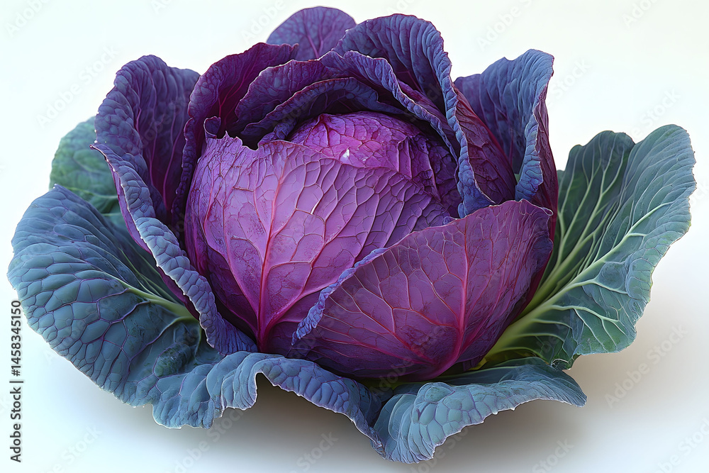 Obraz premium Vibrant Purple Cabbage: Freshness in Organic Vegetable Photography for Food Design