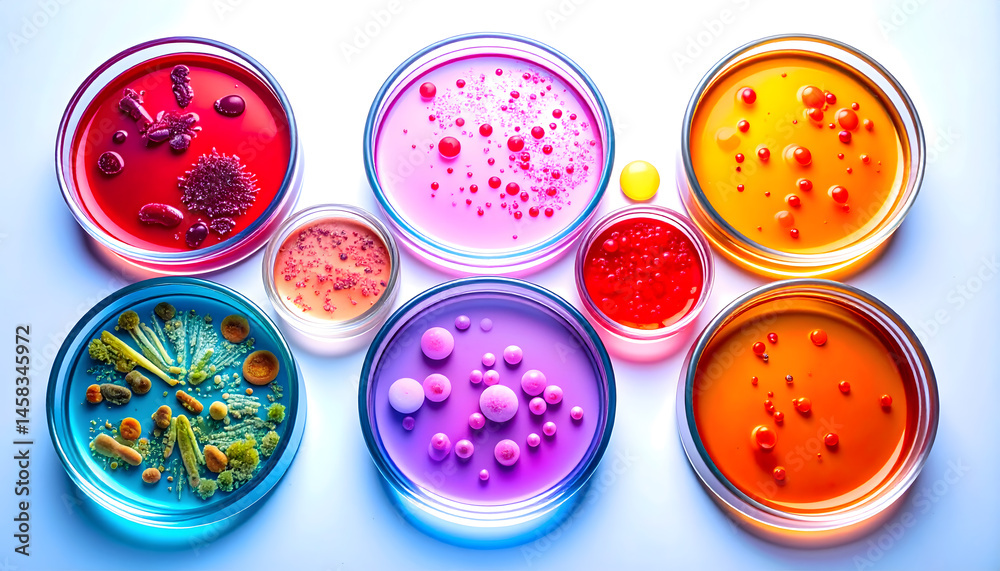 Fototapeta premium Petri Dishes with Bacterial Growth
