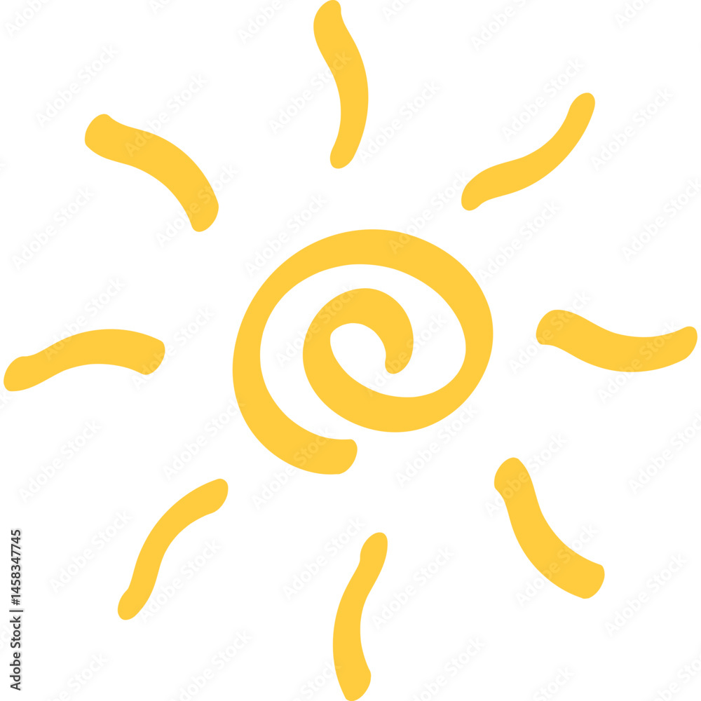 Fototapeta premium Summer Sun Hand Drawn Doodle