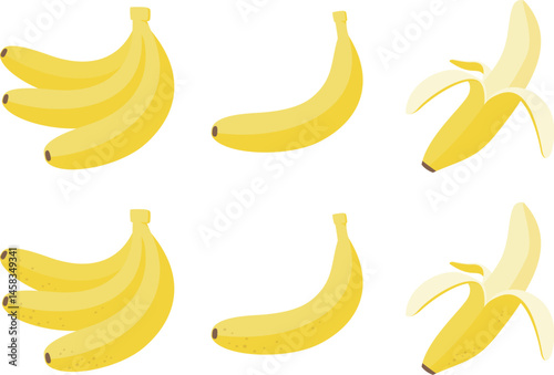 完熟バナナのベクターイラストセット