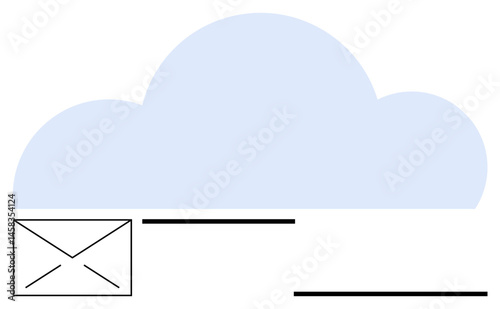 Cloud shape above an envelope icon, representing cloud storage, email communication, and message exchange. Ideal for cloud technology, data sharing, networking, digital services, team collaboration