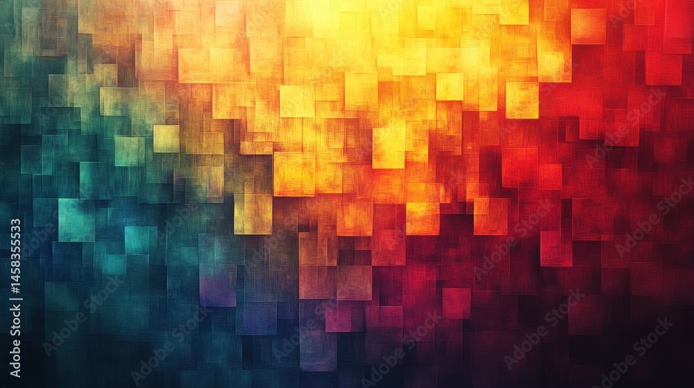 Abstract Colorful Mosaic: A Digital Painting of Interlocking Squares Abstract Colorful Mosaic: A Digital Painting of Interlocking Squares