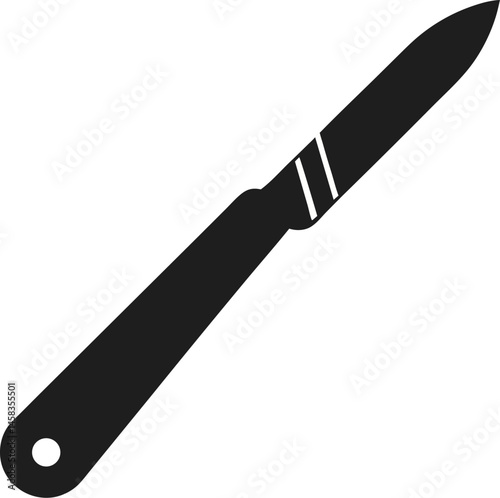 Scalpel (Surgical Blade) icon Silhouette vector on transparent background