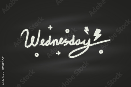 Wednesday handwritten with chalk on the blackboard vector design