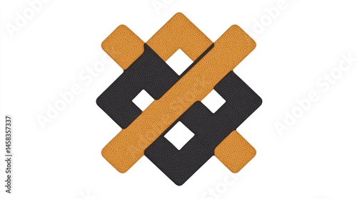 Abstract Geometric Design: Interwoven Black and Gold Shapes