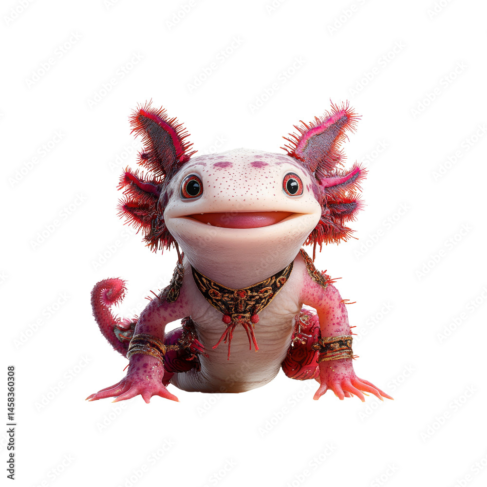 Adorable Cartoon Axolotl with Festive Attire