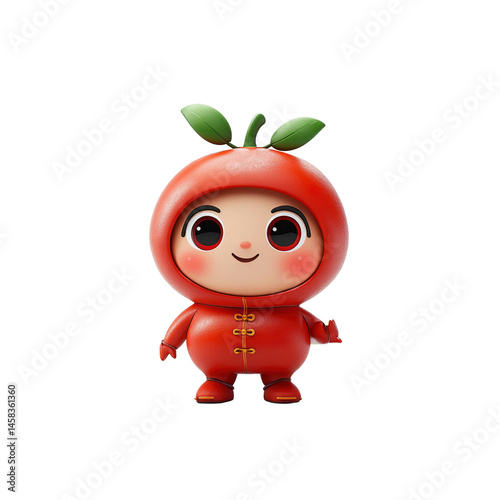 Obraz na płótnie Adorable 3D Render of a Cute Little Red Apple Character w salonie