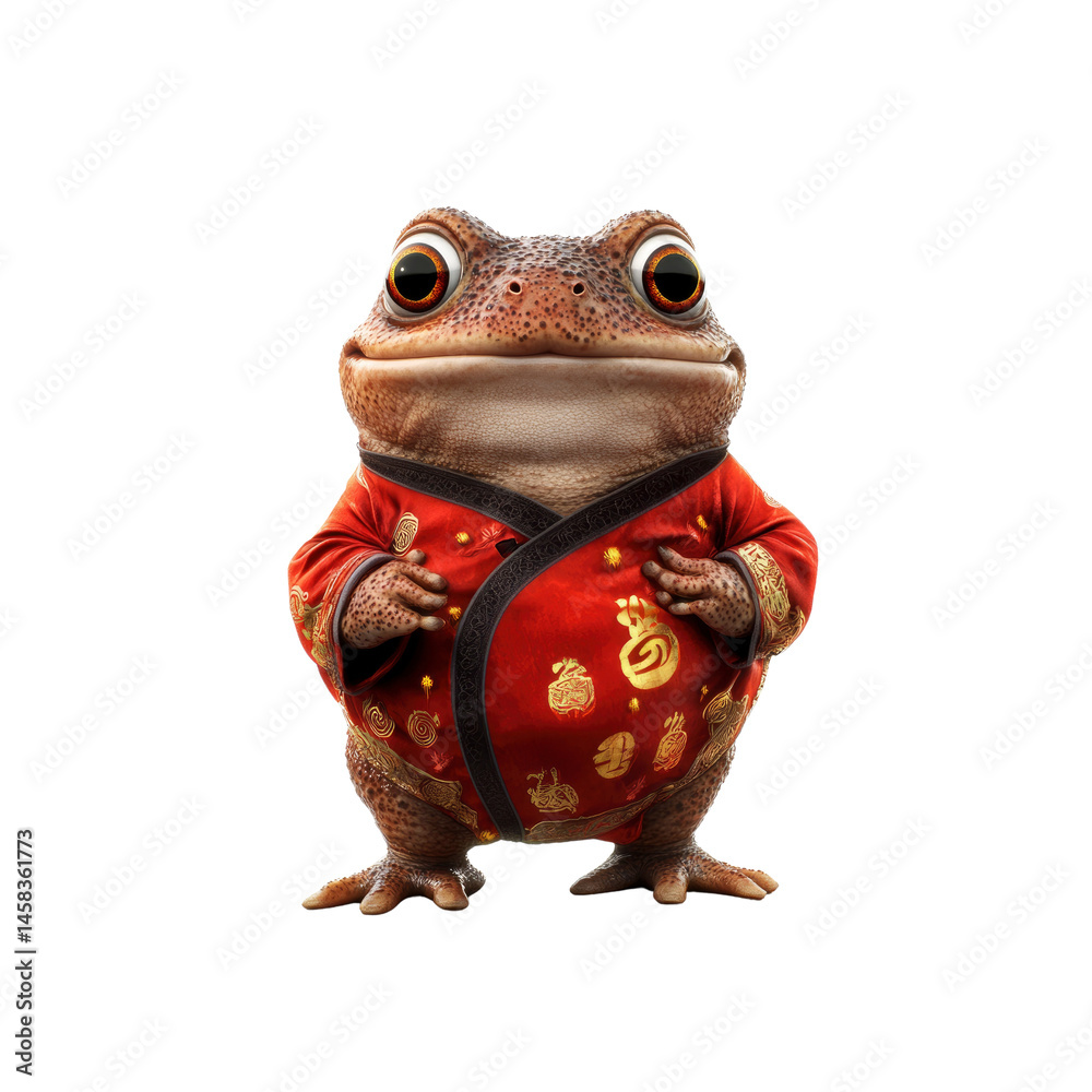 Wise Toad in Traditional Chinese Robe - 3D Render