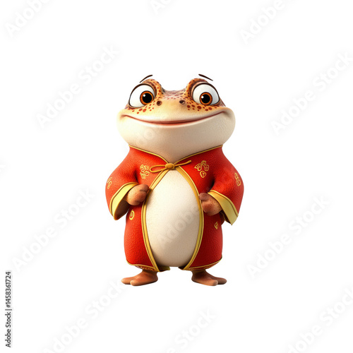 Adorable Cartoon Frog in Traditional Chinese Clothing