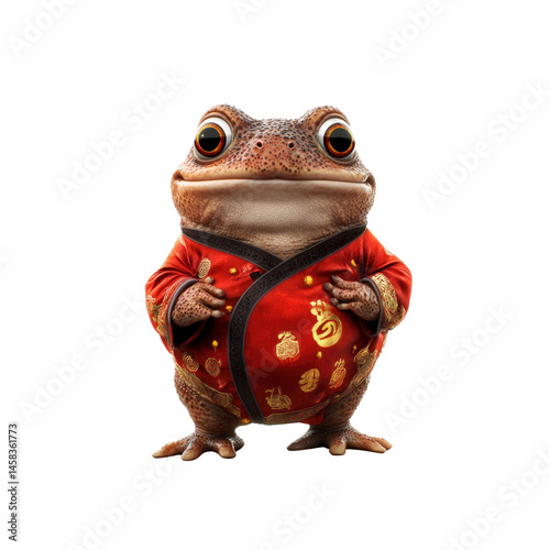 Obraz na płótnie Wise Toad in Traditional Chinese Robe - 3D Render w salonie