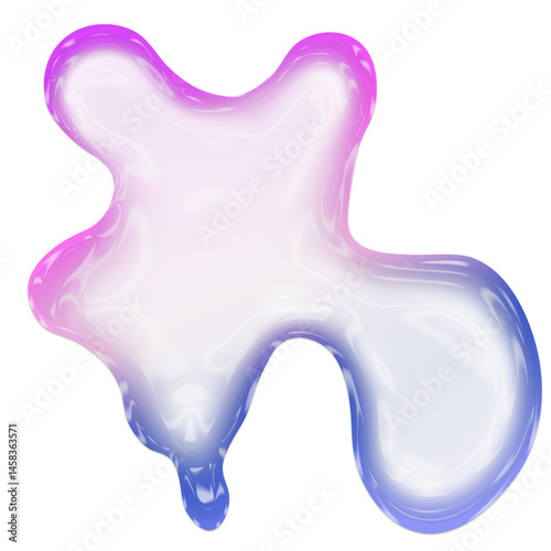 Abstract liquid bubble with a fluid, iridescent surface on a transparent background. Perfect for modern design projects, tech branding. 3D liquid Bubble.