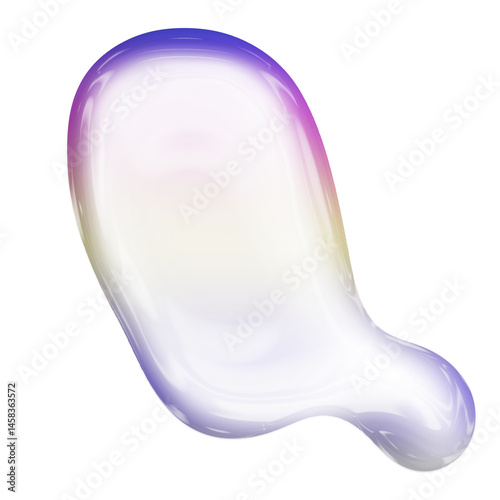 Abstract liquid bubble with a fluid, iridescent surface on a transparent background. Perfect for modern design projects, tech branding. 3D liquid Bubble.