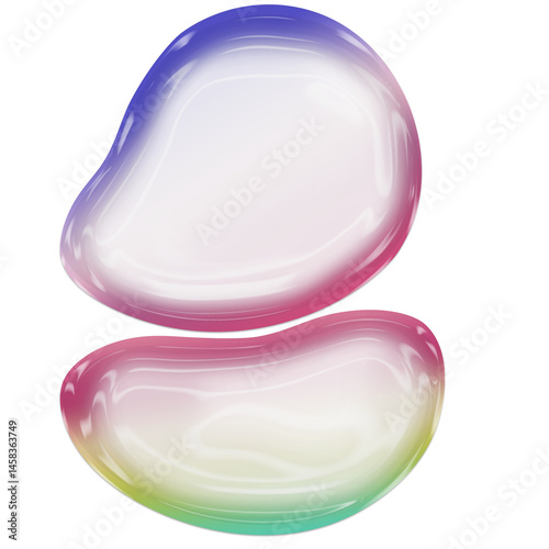 Abstract liquid bubble with a fluid, iridescent surface on a transparent background. Perfect for modern design projects, tech branding. 3D liquid Bubble.