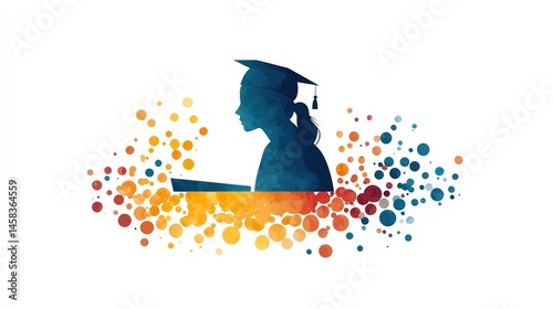 Celebrating Graduation: A Watercolor Silhouette of a Graduate