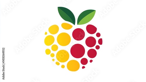 Abstract Fruit Design: A vibrant illustration of a fruit formed by colorful circles, symbolizing health, freshness, and natural goodness.