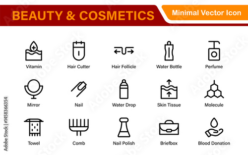 Organic Beauty and Cosmetics product outline icon set. editable line icon collection.