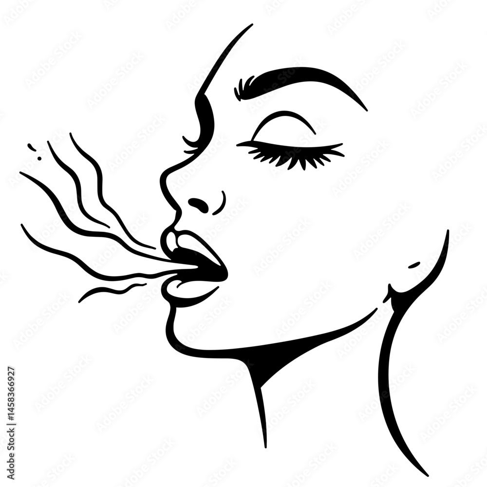 Exhaling breath in cold air, clarity and precision Exhaling breath in cold air, clarity and precision