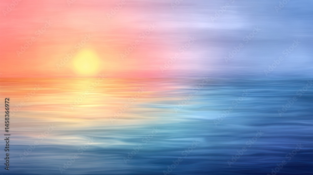 Obraz premium Serene sunset seascape abstract painting soft colors dreamy atmosphere