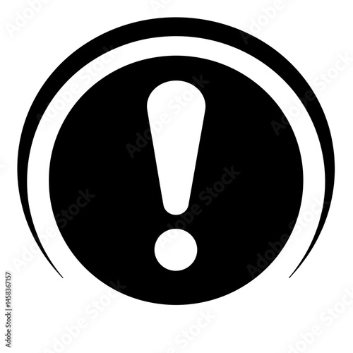 Warning exclamation mark silhouette on white background, caution symbol