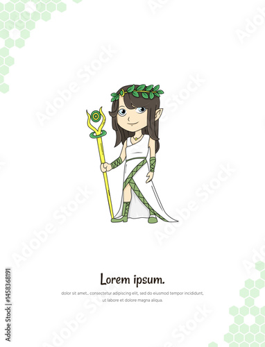 Nature Guardian woman cartoon vector art for wall decoration