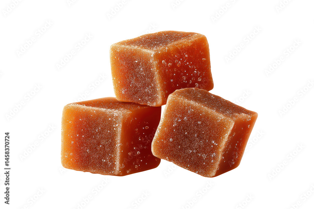 Stack of caramel candy cubes isolated on white background Stack of caramel candy cubes isolated on white background