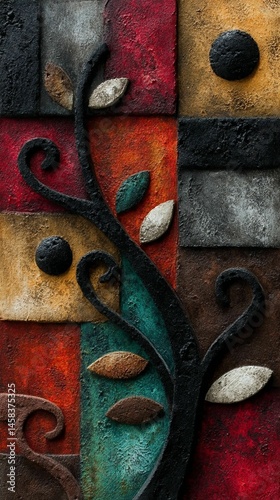 Abstract African art. Traditional African painting. Africa pattern. Textured illustration patterns of faces, bodies and shapes.