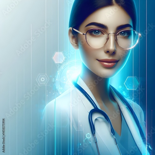 Focused Woman in Vibrant Orange Hijab with Green Plants. AI-generated image