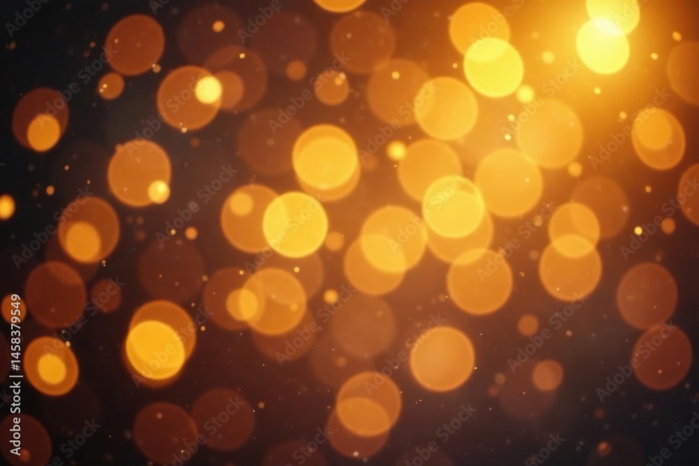 Obraz premium Bright golden bokeh, shimmering orbs, soft dreamy light, festive mood, shimmering, soft