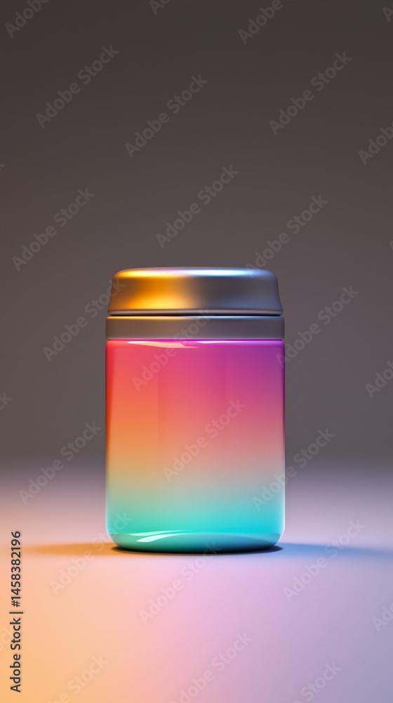 Vibrant gradient jar showcasing colorful liquid in artistic lighting. Vibrant gradient jar showcasing colorful liquid in artistic lighting.