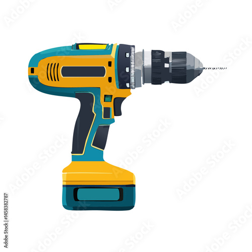electric drill isolated on white background vector tool graphic design