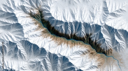 Wallpaper Mural Digital terrain model with elevation lines. topographical mapping visual with deep river valleys Torontodigital.ca