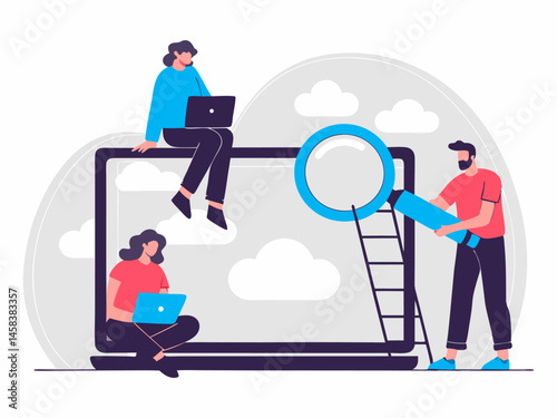 Creative tech team solving cloud software