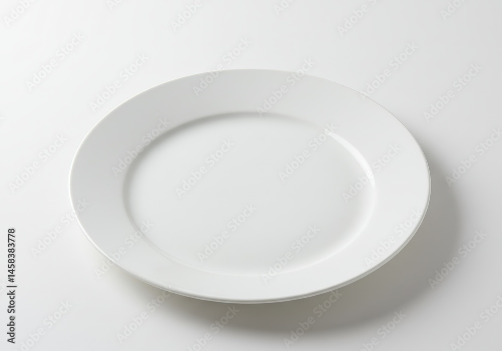 Simple white plate on a white background, ready for food presentation or culinary design needs