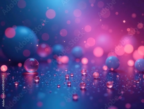 Wallpaper Mural Glowing bokeh spheres drift on a blue to purple gradient background, blue, soft Torontodigital.ca