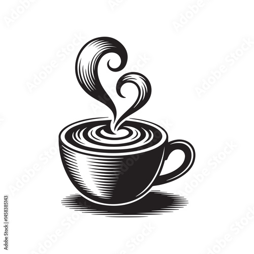 Steaming Cup of Coffee A Warm Vintage Illustration