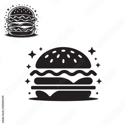 Delicious Triple Decker Burger Illustration