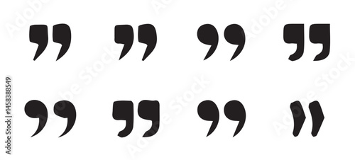 Set of quote mark. Quotes icon vector set. Quotemarks outline, speech marks, inverted commas or talking marks collection. Quotation signs isolated on white background. Vector illustration eps 10.