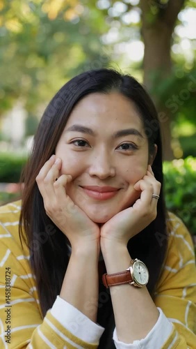 Woman with Cheerful Expression in Park