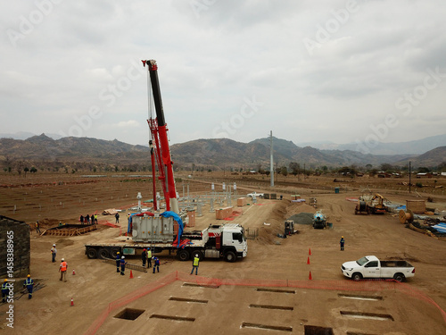 Solar farm in Malawi, Africa. It is a 20 mega watt farm that will produce electricity for the national grid.