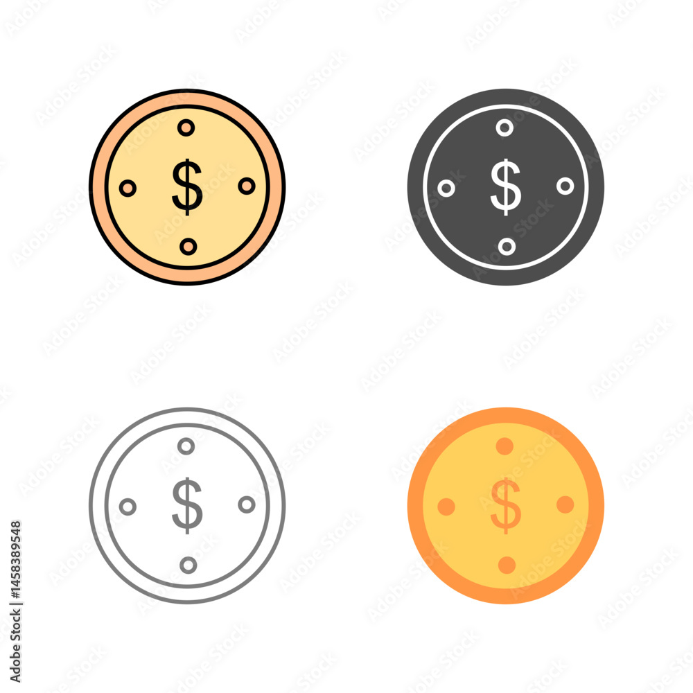 Fototapeta premium Dollar Coin Vector Icon
