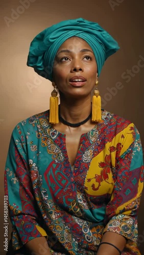 Woman in Colorful Traditional Attire