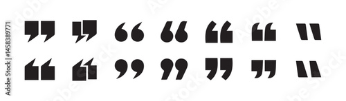 Set of quote mark. Quotes icon vector set. Quotemarks outline, speech marks, inverted commas or talking marks collection. Quotation signs isolated on white background. Vector illustration eps 10.
