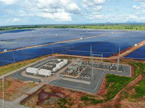 Solar farm in Malawi, Africa. It is a 20 mega watt farm that will produce electricity for the national grid.