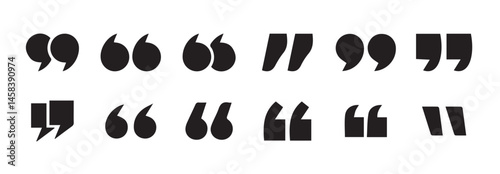 Set of quote mark. Quotes icon vector set. Quotemarks outline, speech marks, inverted commas or talking marks collection. Quotation signs isolated on white background. Vector illustration eps 10.